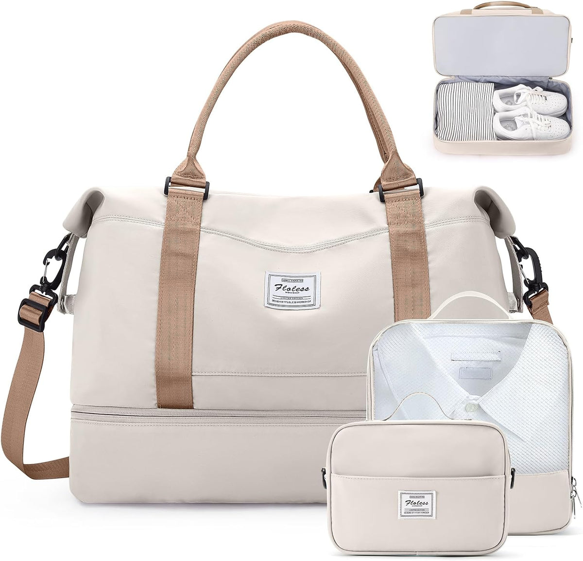 Weekender Bags for Women, Personal Item Travel Bag with Shoes Compartment | Overnight Travel Duffel Bag with Toiletry Bag, Airplane Friendly Carry-On Bag - Colors B