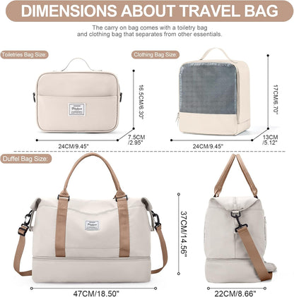 Weekender Bags for Women, Personal Item Travel Bag with Shoes Compartment | Overnight Travel Duffel Bag with Toiletry Bag, Airplane Friendly Carry-On Bag - Colors B