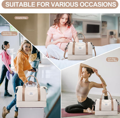 Weekender Bags for Women, Personal Item Travel Bag with Shoes Compartment | Overnight Travel Duffel Bag with Toiletry Bag, Airplane Friendly Carry-On Bag - Colors B