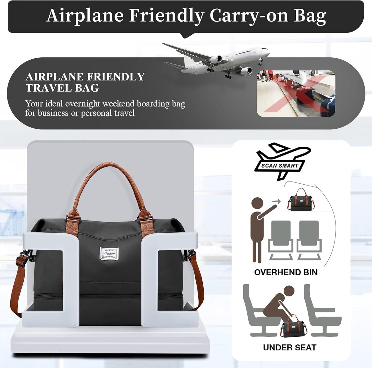 Weekender Bags for Women, Personal Item Travel Bag with Shoes Compartment | Overnight Travel Duffel Bag with Toiletry Bag, Airplane Friendly Carry-On Bag - Colors B