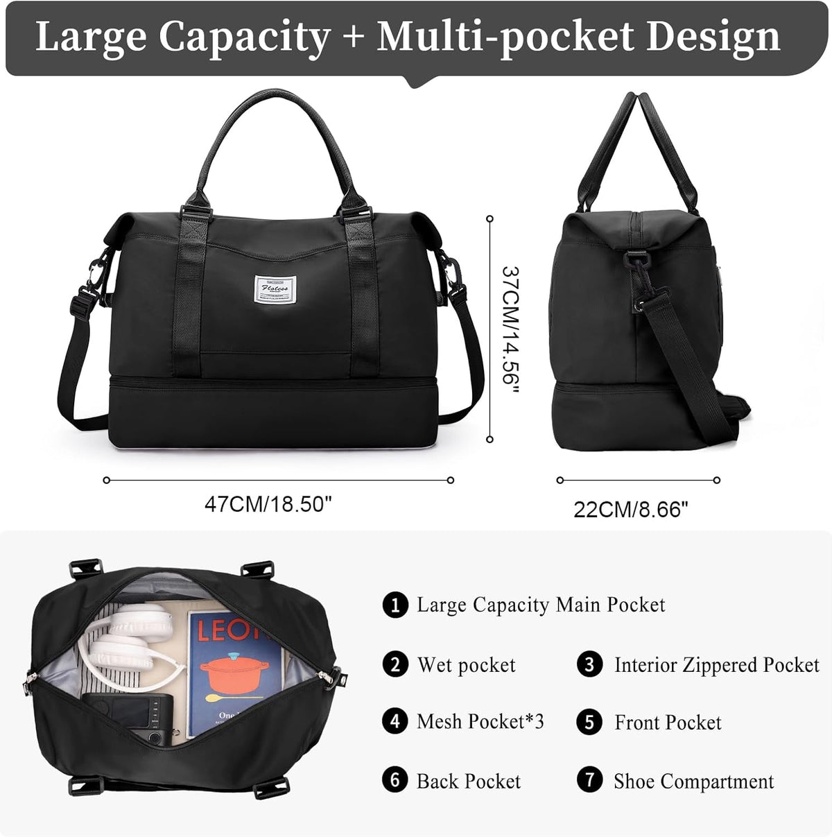 Weekender Bags for Women, Personal Item Travel Bag with Shoes Compartment | Overnight Travel Duffel Bag with Toiletry Bag, Airplane Friendly Carry-On Bag - Colors B