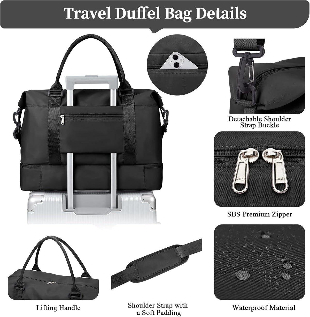 Weekender Bags for Women, Personal Item Travel Bag with Shoes Compartment | Overnight Travel Duffel Bag with Toiletry Bag, Airplane Friendly Carry-On Bag - Colors B