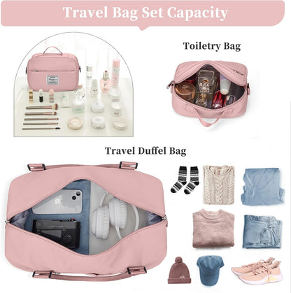 Weekender Bags for Women, Personal Item Travel Bag with Shoes Compartment | Overnight Travel Duffel Bag with Toiletry Bag, Airplane Friendly Carry-On Bag - Colors B