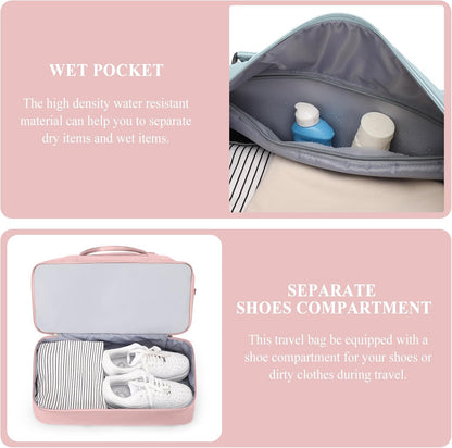 Weekender Bags for Women, Personal Item Travel Bag with Shoes Compartment | Overnight Travel Duffel Bag with Toiletry Bag, Airplane Friendly Carry-On Bag - Colors B