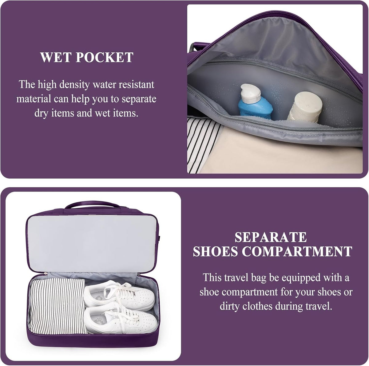 Weekender Bags for Women, Personal Item Travel Bag with Shoes Compartment | Overnight Travel Duffel Bag with Toiletry Bag, Airplane Friendly Carry-On Bag - Colors B