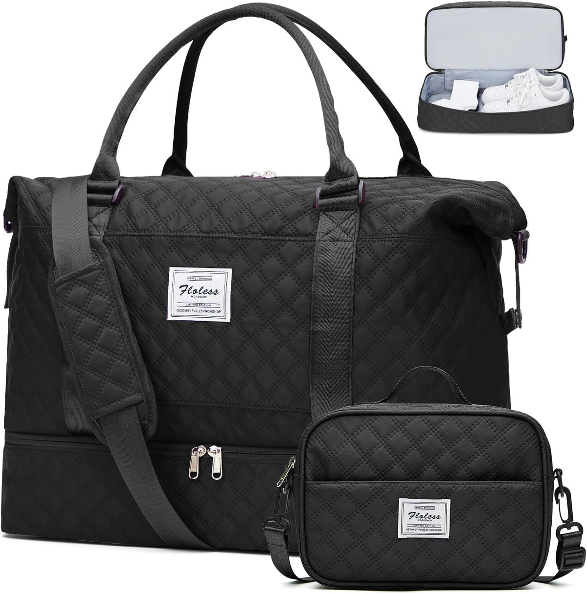 Weekender Bags for Women, Personal Item Travel Bag with Shoes Compartment | Overnight Travel Duffel Bag with Toiletry Bag, Airplane Friendly Carry-On Bag - Colors B