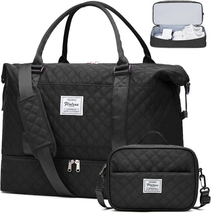 Weekender Bags for Women, Personal Item Travel Bag with Shoes Compartment | Overnight Travel Duffel Bag with Toiletry Bag, Airplane Friendly Carry-On Bag - Colors B