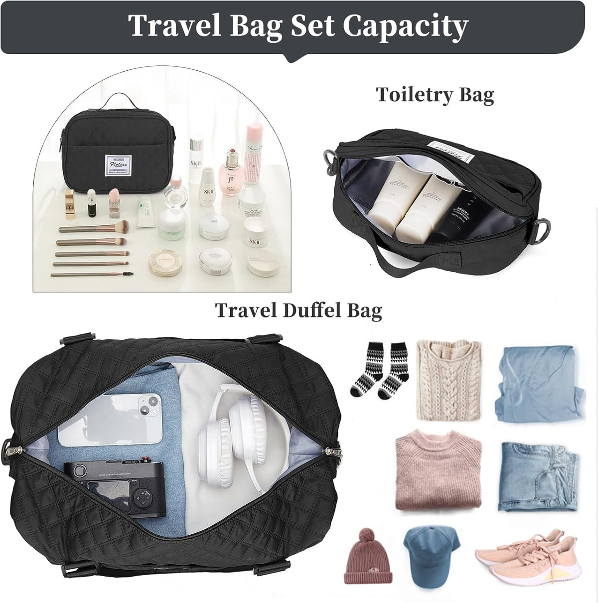 Weekender Bags for Women, Personal Item Travel Bag with Shoes Compartment | Overnight Travel Duffel Bag with Toiletry Bag, Airplane Friendly Carry-On Bag - Colors B