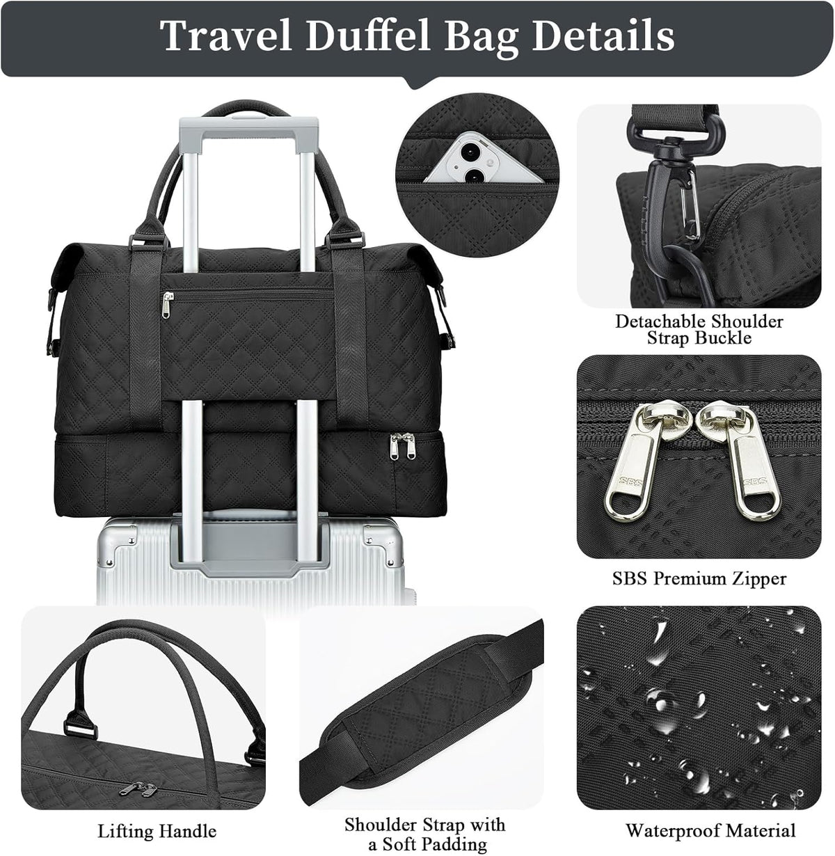 Weekender Bags for Women, Personal Item Travel Bag with Shoes Compartment | Overnight Travel Duffel Bag with Toiletry Bag, Airplane Friendly Carry-On Bag - Colors B