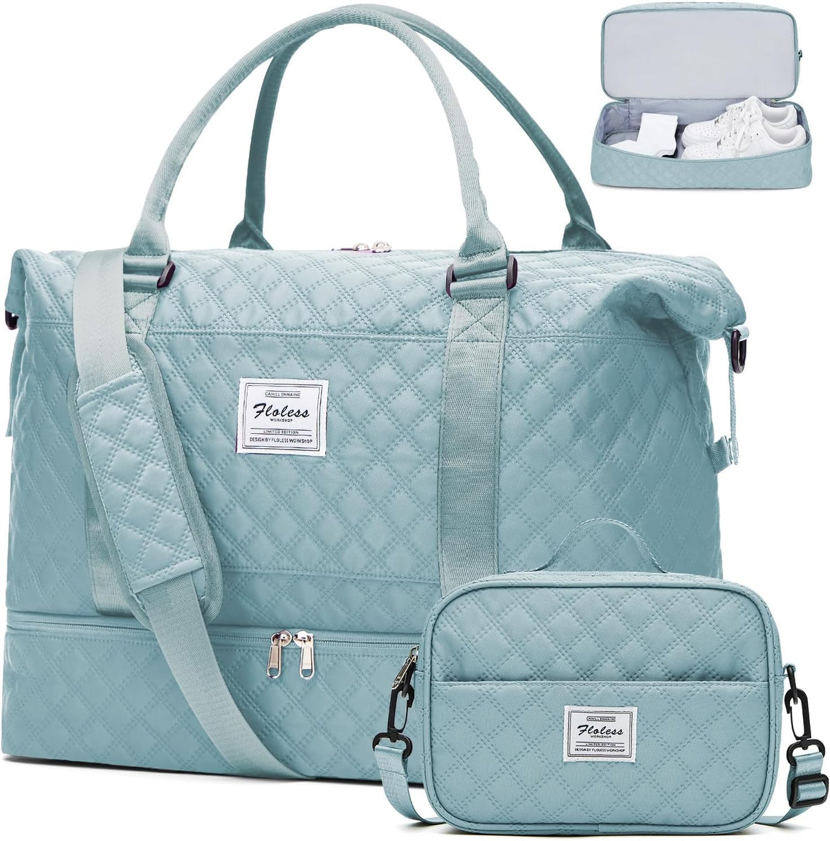 Weekender Bags for Women, Personal Item Travel Bag with Shoes Compartment | Overnight Travel Duffel Bag with Toiletry Bag, Airplane Friendly Carry-On Bag - Colors B