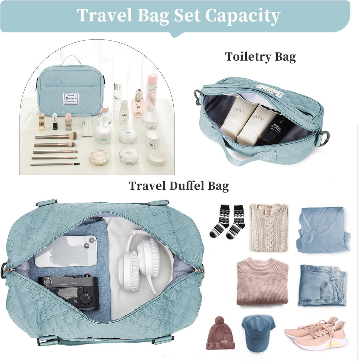 Weekender Bags for Women, Personal Item Travel Bag with Shoes Compartment | Overnight Travel Duffel Bag with Toiletry Bag, Airplane Friendly Carry-On Bag - Colors B