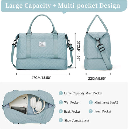 Weekender Bags for Women, Personal Item Travel Bag with Shoes Compartment | Overnight Travel Duffel Bag with Toiletry Bag, Airplane Friendly Carry-On Bag - Colors B