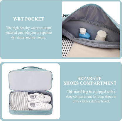Weekender Bags for Women, Personal Item Travel Bag with Shoes Compartment | Overnight Travel Duffel Bag with Toiletry Bag, Airplane Friendly Carry-On Bag - Colors B