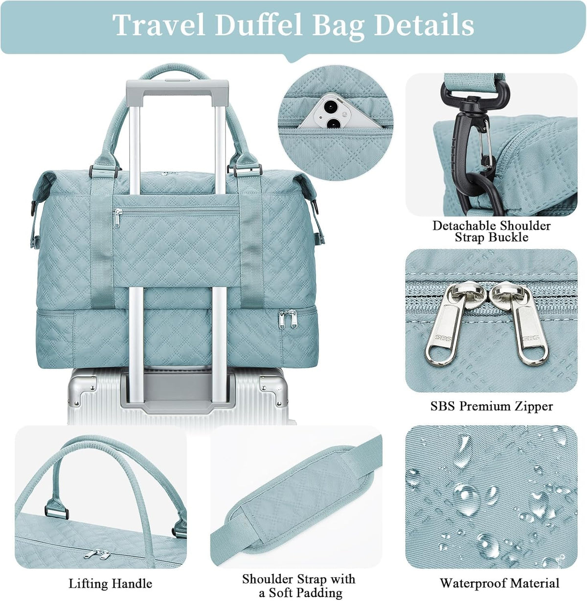 Weekender Bags for Women, Personal Item Travel Bag with Shoes Compartment | Overnight Travel Duffel Bag with Toiletry Bag, Airplane Friendly Carry-On Bag - Colors B