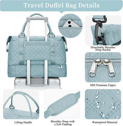 Weekender Bags for Women, Personal Item Travel Bag with Shoes Compartment | Overnight Travel Duffel Bag with Toiletry Bag, Airplane Friendly Carry-On Bag - Colors B