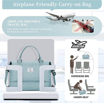 Weekender Bags for Women, Personal Item Travel Bag with Shoes Compartment | Overnight Travel Duffel Bag with Toiletry Bag, Airplane Friendly Carry-On Bag - Colors B