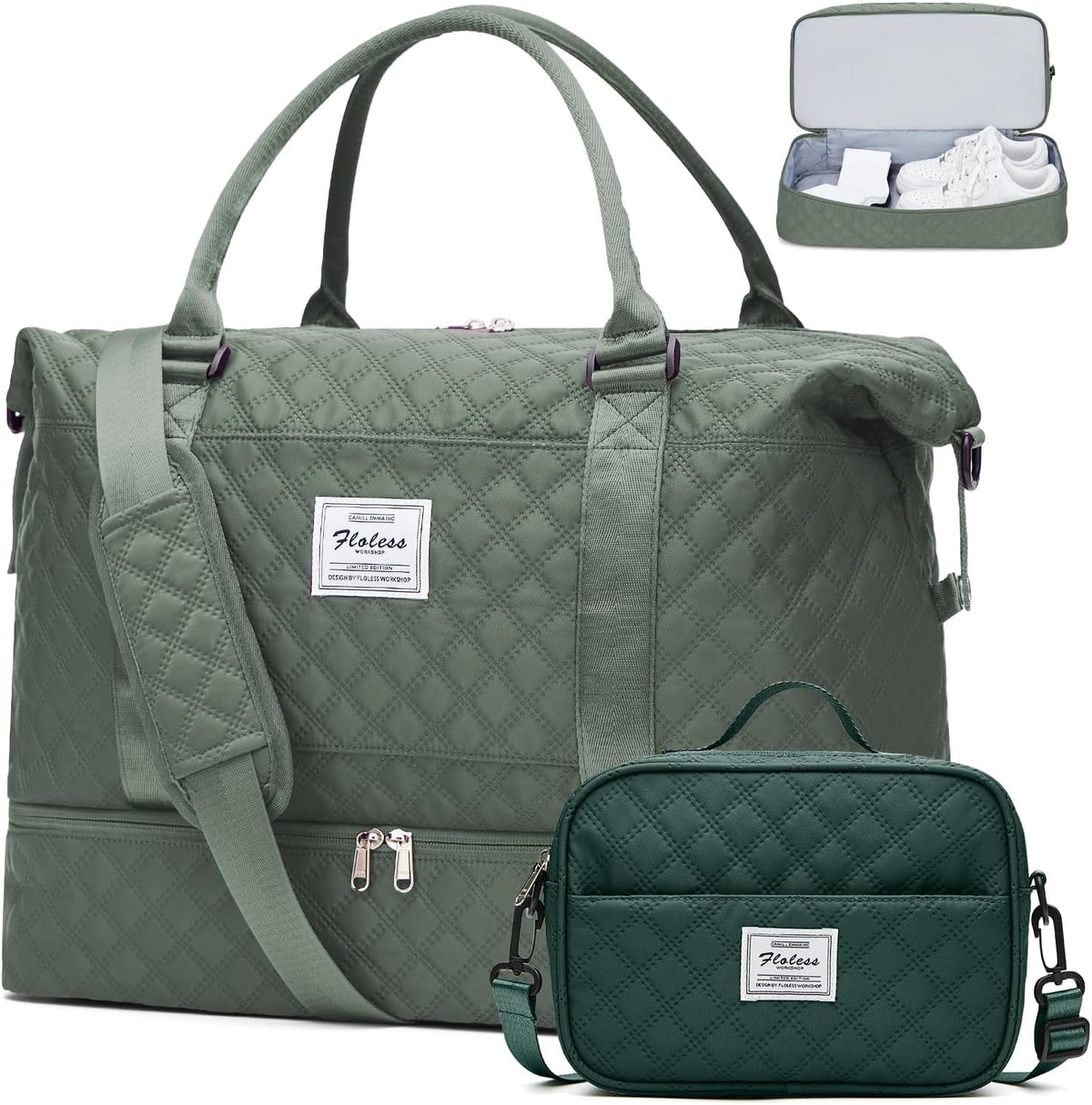 Weekender Bags for Women, Personal Item Travel Bag with Shoes Compartment | Overnight Travel Duffel Bag with Toiletry Bag, Airplane Friendly Carry-On Bag - Colors B
