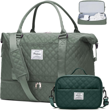 Weekender Bags for Women, Personal Item Travel Bag with Shoes Compartment | Overnight Travel Duffel Bag with Toiletry Bag, Airplane Friendly Carry-On Bag - Colors B