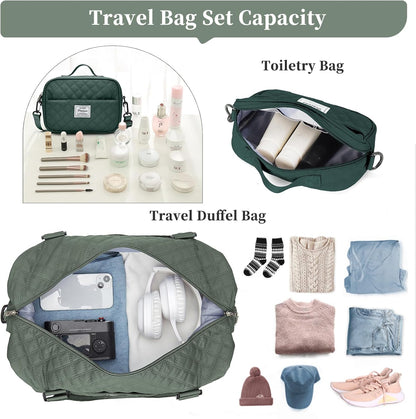 Weekender Bags for Women, Personal Item Travel Bag with Shoes Compartment | Overnight Travel Duffel Bag with Toiletry Bag, Airplane Friendly Carry-On Bag - Colors B