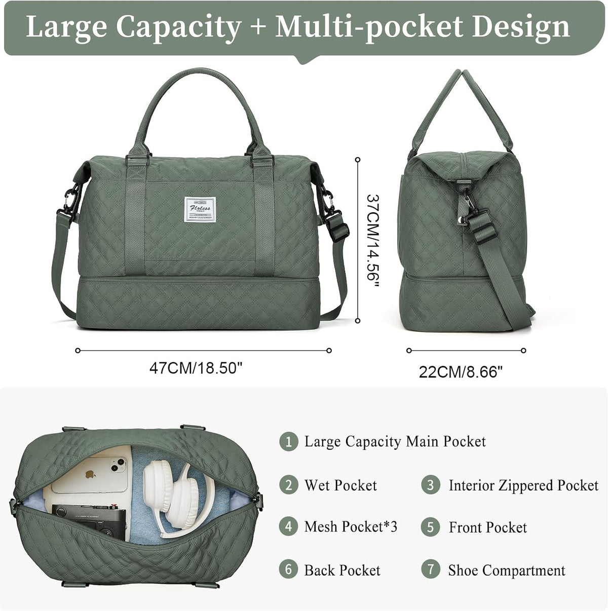 Weekender Bags for Women, Personal Item Travel Bag with Shoes Compartment | Overnight Travel Duffel Bag with Toiletry Bag, Airplane Friendly Carry-On Bag - Colors B