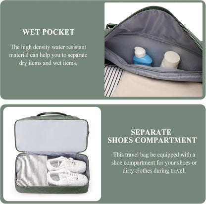 Weekender Bags for Women, Personal Item Travel Bag with Shoes Compartment | Overnight Travel Duffel Bag with Toiletry Bag, Airplane Friendly Carry-On Bag - Colors B