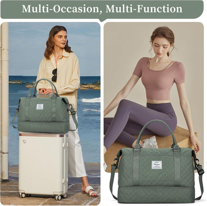 Weekender Bags for Women, Personal Item Travel Bag with Shoes Compartment | Overnight Travel Duffel Bag with Toiletry Bag, Airplane Friendly Carry-On Bag - Colors B