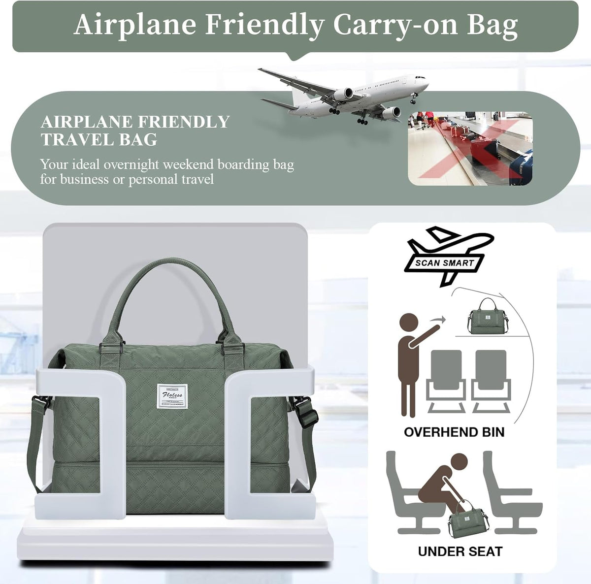 Weekender Bags for Women, Personal Item Travel Bag with Shoes Compartment | Overnight Travel Duffel Bag with Toiletry Bag, Airplane Friendly Carry-On Bag - Colors B
