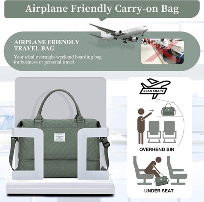 Weekender Bags for Women, Personal Item Travel Bag with Shoes Compartment | Overnight Travel Duffel Bag with Toiletry Bag, Airplane Friendly Carry-On Bag - Colors B