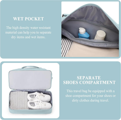 Weekender Bags for Women, Personal Item Travel Bag with Shoes Compartment | Overnight Travel Duffel Bag with Toiletry Bag, Airplane Friendly Carry-On Bag - Colors B