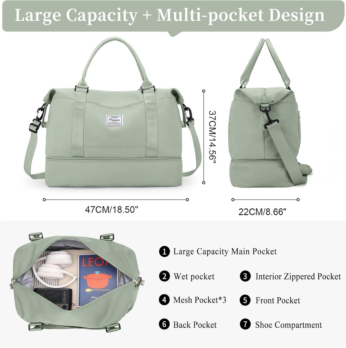Weekender Bags for Women, Personal Item Travel Bag with Shoes Compartment | Overnight Travel Duffel Bag with Toiletry Bag, Airplane Friendly Carry-On Bag - Colors B