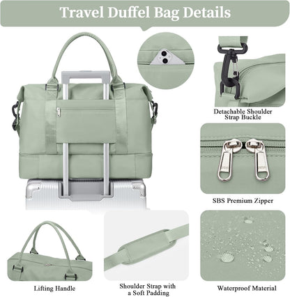 Weekender Bags for Women, Personal Item Travel Bag with Shoes Compartment | Overnight Travel Duffel Bag with Toiletry Bag, Airplane Friendly Carry-On Bag - Colors B