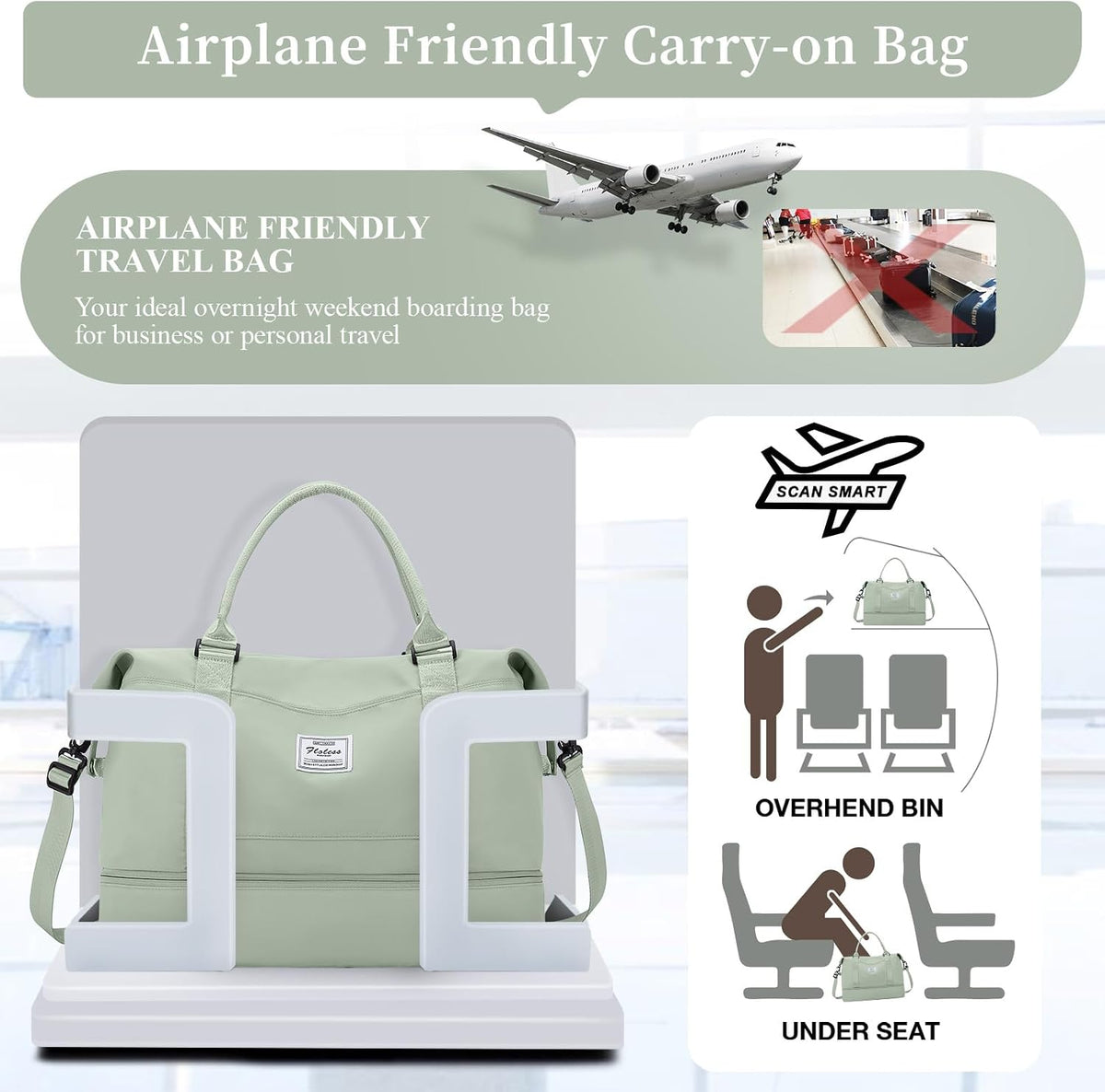 Weekender Bags for Women, Personal Item Travel Bag with Shoes Compartment | Overnight Travel Duffel Bag with Toiletry Bag, Airplane Friendly Carry-On Bag - Colors B