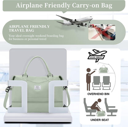 Weekender Bags for Women, Personal Item Travel Bag with Shoes Compartment | Overnight Travel Duffel Bag with Toiletry Bag, Airplane Friendly Carry-On Bag - Colors B