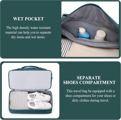 Weekender Bags for Women, Personal Item Travel Bag with Shoes Compartment | Overnight Travel Duffel Bag with Toiletry Bag, Airplane Friendly Carry-On Bag - Colors B