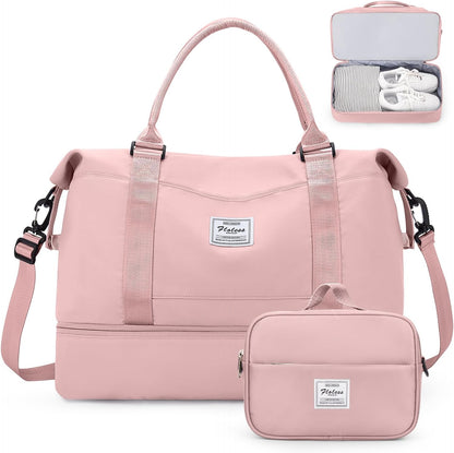 Weekender Bags for Women, Personal Item Travel Bag with Shoes Compartment | Overnight Travel Duffel Bag with Toiletry Bag, Airplane Friendly Carry-On Bag - Colors B