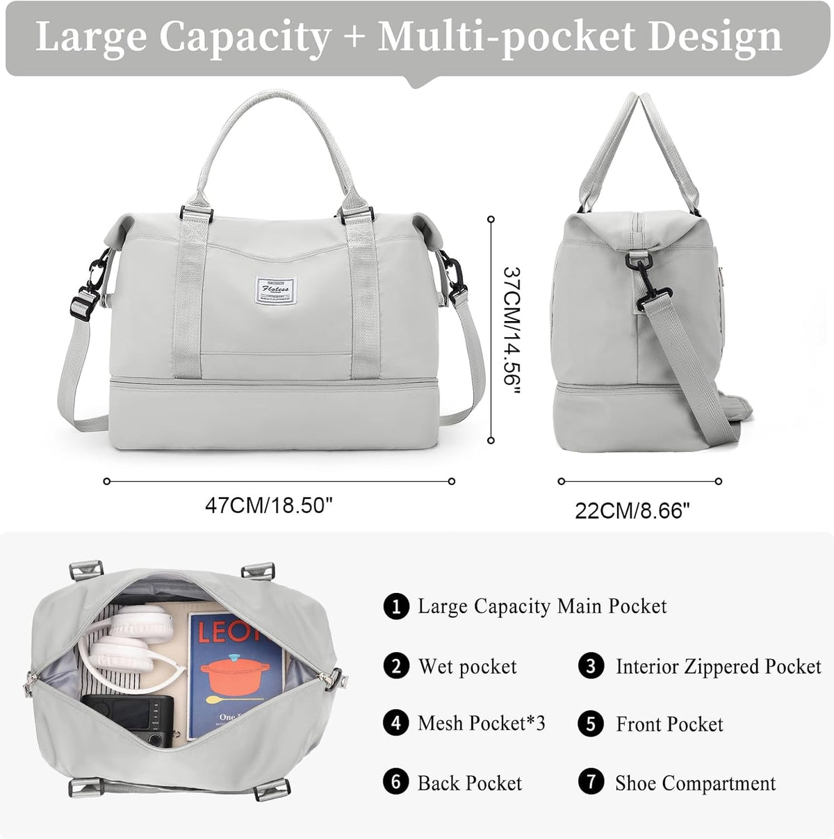 Weekender Bags for Women, Personal Item Travel Bag with Shoes Compartment | Overnight Travel Duffel Bag with Toiletry Bag, Airplane Friendly Carry-On Bag - Colors B