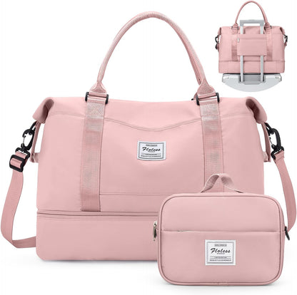 Weekender Bags for Women, Personal Item Travel Bag with Shoes Compartment | Overnight Travel Duffel Bag with Toiletry Bag, Airplane Friendly Carry-On Bag - Colors B