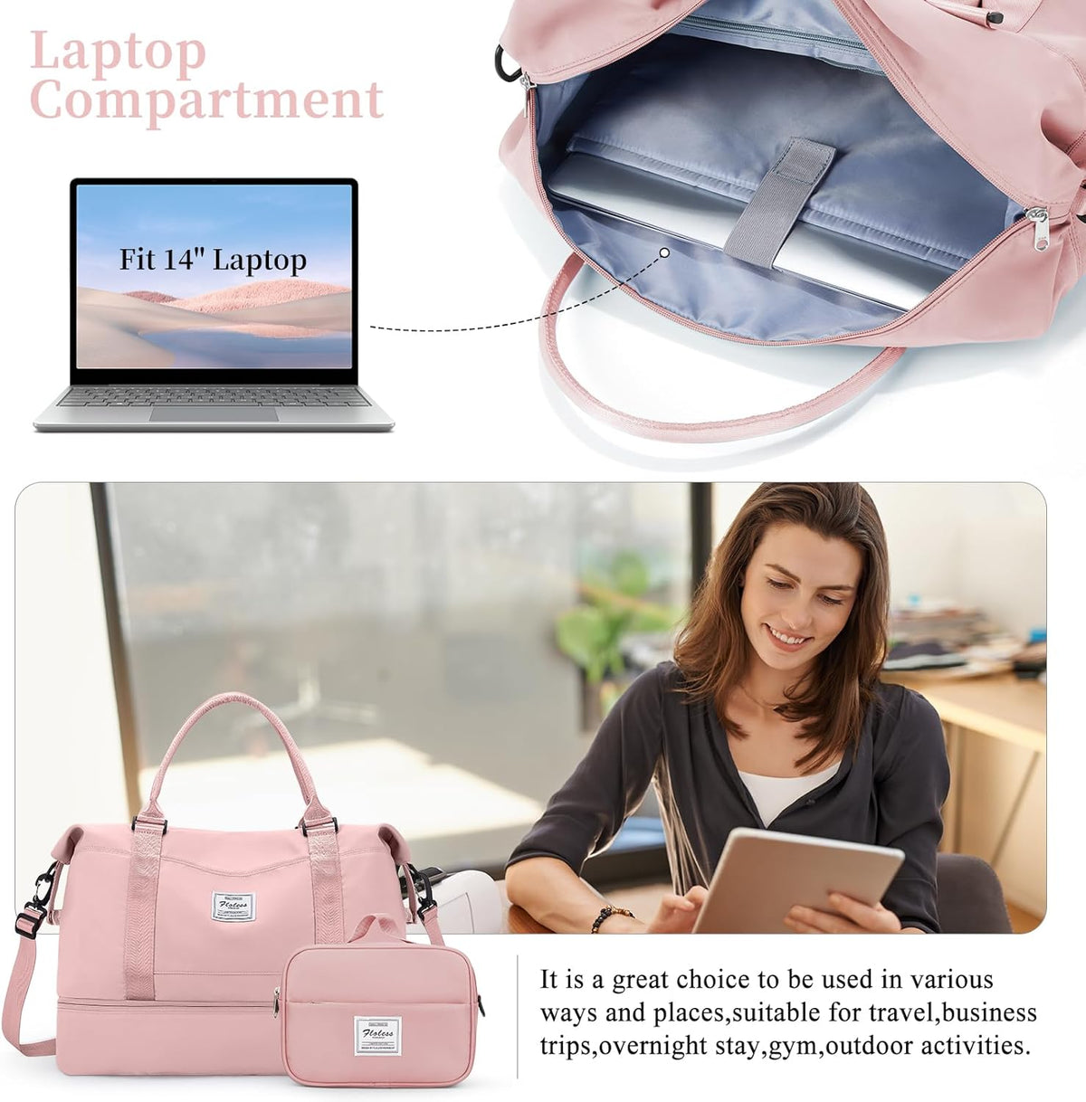 Weekender Bags for Women, Personal Item Travel Bag with Shoes Compartment | Overnight Travel Duffel Bag with Toiletry Bag, Airplane Friendly Carry-On Bag - Colors B