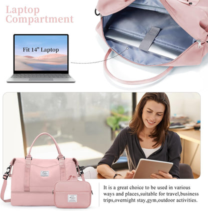 Weekender Bags for Women, Personal Item Travel Bag with Shoes Compartment | Overnight Travel Duffel Bag with Toiletry Bag, Airplane Friendly Carry-On Bag - Colors B