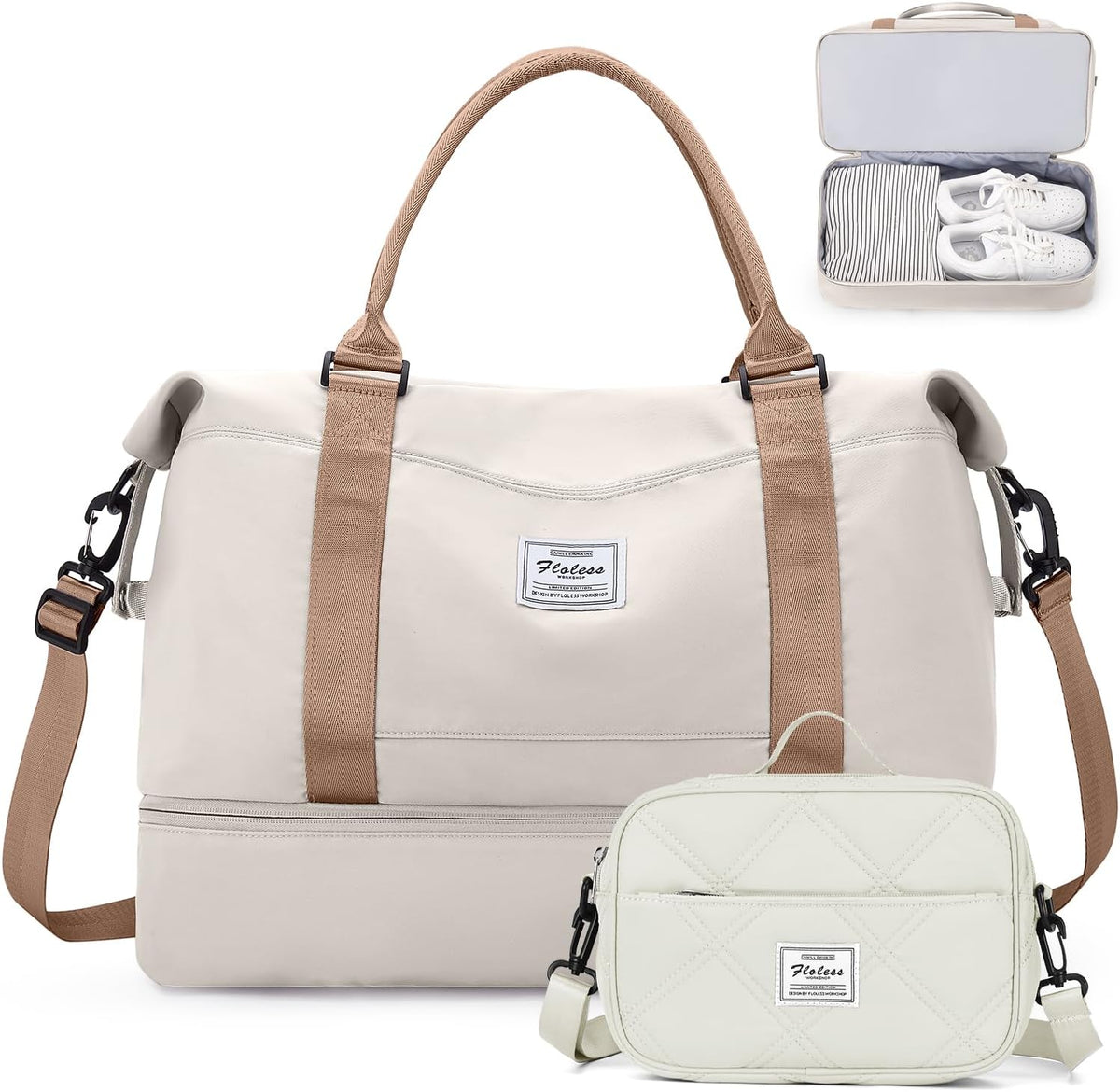 Weekender Bags for Women, Personal Item Travel Bag with Shoes Compartment | Overnight Travel Duffel Bag with Toiletry Bag, Airplane Friendly Carry-On Bag - Colors B