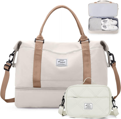 Weekender Bags for Women, Personal Item Travel Bag with Shoes Compartment | Overnight Travel Duffel Bag with Toiletry Bag, Airplane Friendly Carry-On Bag - Colors B