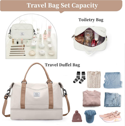 Weekender Bags for Women, Personal Item Travel Bag with Shoes Compartment | Overnight Travel Duffel Bag with Toiletry Bag, Airplane Friendly Carry-On Bag - Colors B