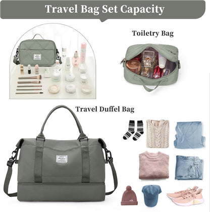 Weekender Bags for Women, Personal Item Travel Bag with Shoes Compartment | Overnight Travel Duffel Bag with Toiletry Bag, Airplane Friendly Carry-On Bag - Colors B