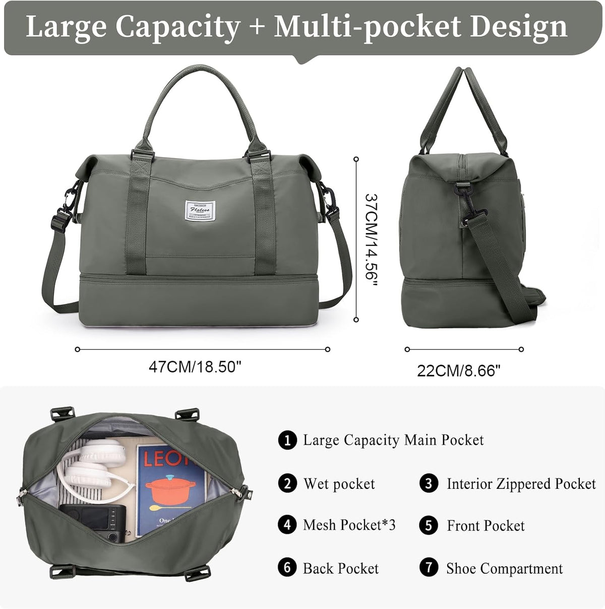 Weekender Bags for Women, Personal Item Travel Bag with Shoes Compartment | Overnight Travel Duffel Bag with Toiletry Bag, Airplane Friendly Carry-On Bag - Colors B
