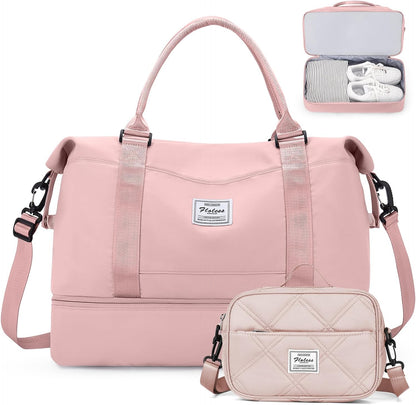Weekender Bags for Women, Personal Item Travel Bag with Shoes Compartment | Overnight Travel Duffel Bag with Toiletry Bag, Airplane Friendly Carry-On Bag - Colors B
