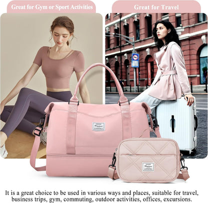 Weekender Bags for Women, Personal Item Travel Bag with Shoes Compartment | Overnight Travel Duffel Bag with Toiletry Bag, Airplane Friendly Carry-On Bag - Colors B