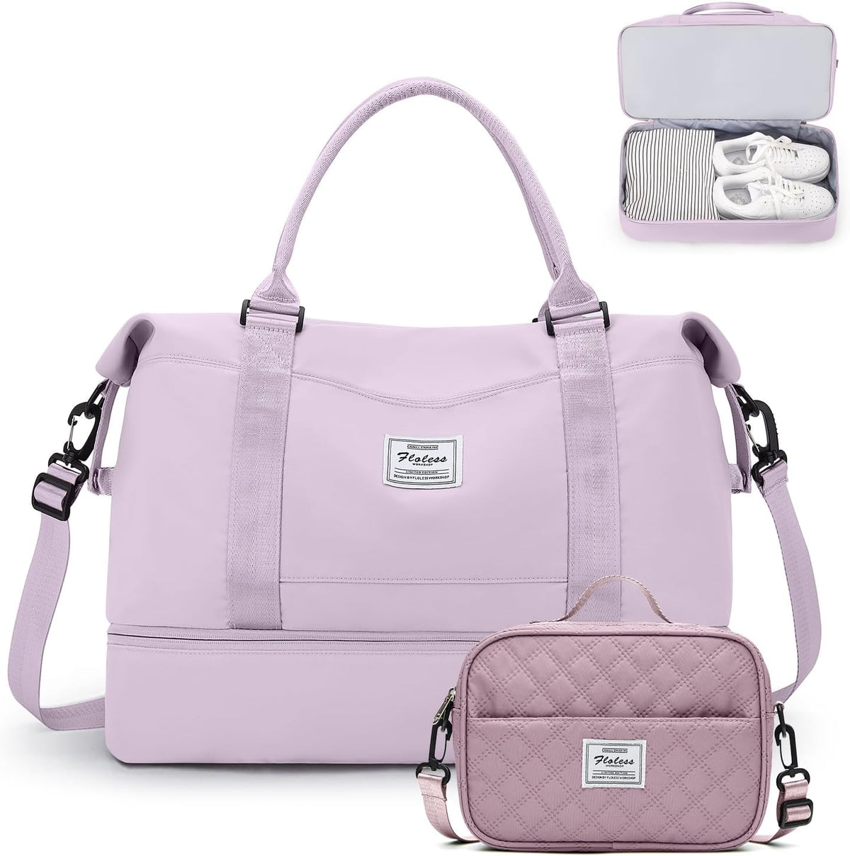 Weekender Bags for Women, Personal Item Travel Bag with Shoes Compartment | Overnight Travel Duffel Bag with Toiletry Bag, Airplane Friendly Carry-On Bag - Colors B