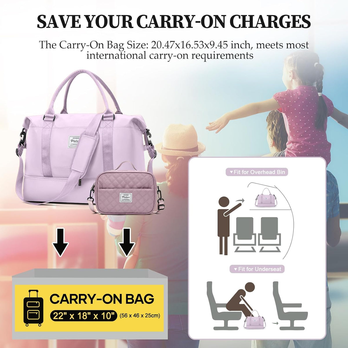 Weekender Bags for Women, Personal Item Travel Bag with Shoes Compartment | Overnight Travel Duffel Bag with Toiletry Bag, Airplane Friendly Carry-On Bag - Colors B