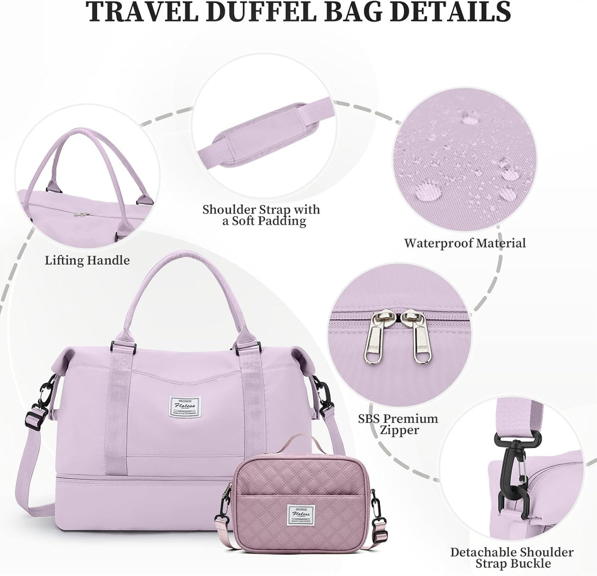 Weekender Bags for Women, Personal Item Travel Bag with Shoes Compartment | Overnight Travel Duffel Bag with Toiletry Bag, Airplane Friendly Carry-On Bag - Colors B