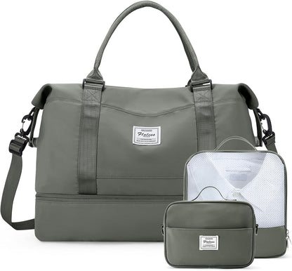 Weekender Bags for Women, Personal Item Travel Bag with Shoes Compartment | Overnight Travel Duffel Bag with Toiletry Bag, Airplane Friendly Carry-On Bag - Colors B